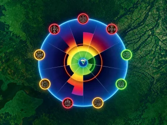 Planetary Health Check 2026 – Earth systems Stylised Earth surrounded by nine Earth-system symbols over a green landscape